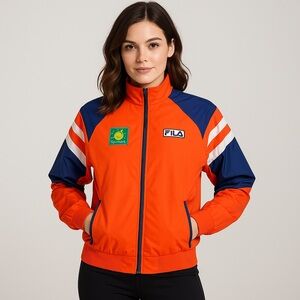Fila BNP Paribas Open Windbreaker‎ Jacket Unisex Orange Blue White Zip Pockets